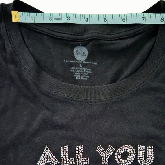 THE BEATLES♀️Vintage Rhinestone Black T-Shirt Women's L - Picture 4 of 8